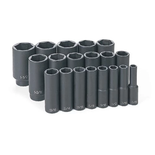 Grey Pneumatic 19 Piece 1/2" Drive Deep Length Impact Set (SAE) 1319D 2 Grey Pneumatic 19 Piece 1/2" Drive Deep Length Impact Set (SAE) 1319D - Image 2