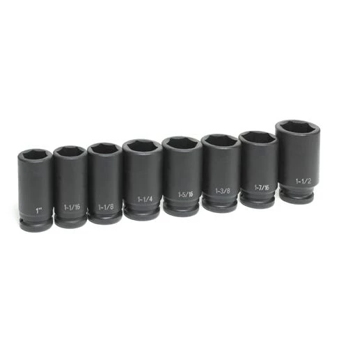 Grey Pneumatic 8 Piece 3/4" Drive 6-Point Deep Length Impact Socket Set (SAE) 8034D 2 Grey Pneumatic 8 Piece 3/4" Drive 6-Point Deep Length Impact Socket Set (SAE) 8034D - Image 2