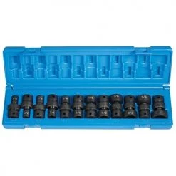 Grey Pneumatic 12 Piece 3/8" Drive 6-Point Standard Length Impact Socket Set (SAE) 1212U