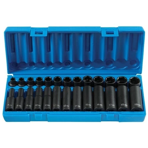 Grey Pneumatic 26 Piece 3/8" Drive Standard and Deep Length Impact Set (Metric) 1226M 1 Grey Pneumatic 26 Piece 3/8" Drive Standard and Deep Length Impact Set (Metric) 1226M