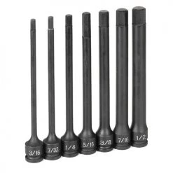 Grey Pneumatic 3/8" Drive 6" Length Impact Hex Drivers Set 1267H