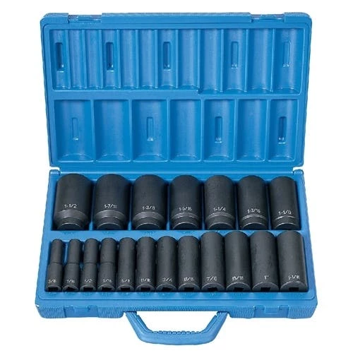 Grey Pneumatic 19 Piece 1/2" Drive Deep Length Impact Set (SAE) 1319D 1 Grey Pneumatic 19 Piece 1/2" Drive Deep Length Impact Set (SAE) 1319D