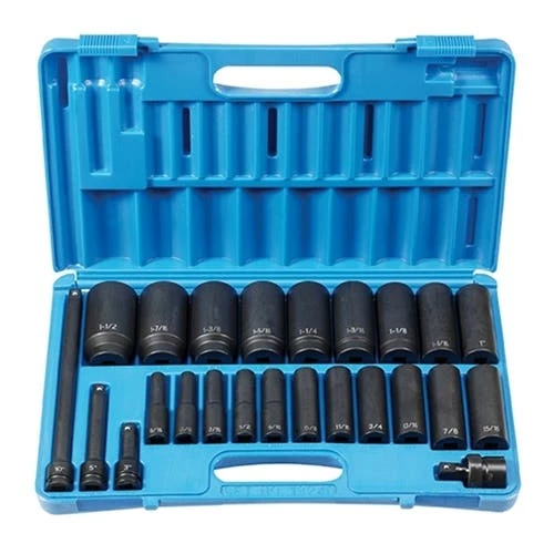 Grey Pneumatic 24 Piece 1/2" Drive Deep Length Impact Socket Set (SAE) 1324D 1 Grey Pneumatic 24 Piece 1/2" Drive Deep Length Impact Socket Set (SAE) 1324D