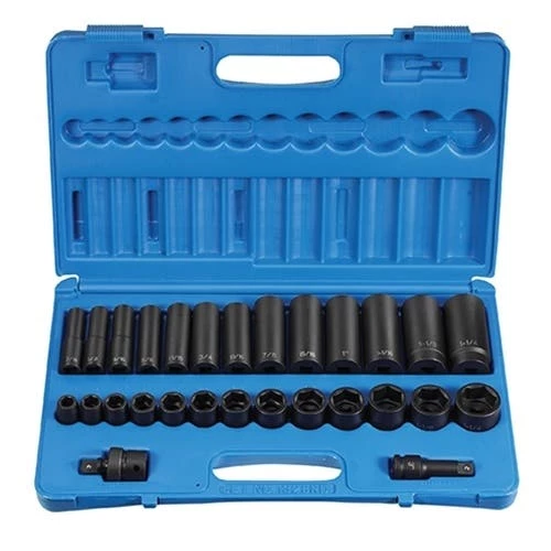 Grey Pneumatic 26 Piece 1/2 Drive Standard and Deep Length Impact Set (SAE) 1328RD 1 Grey Pneumatic 26 Piece 1/2 Drive Standard and Deep Length Impact Set (SAE) 1328RD
