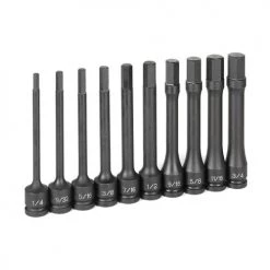 Grey Pneumatic 10 Piece 1/2' Drive x 5/8 Hex 6" Length Impact Socket Set (SAE) 1360H