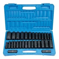 Grey Pneumatic 30 Piece 1/2" Drive SAE & Metric Deep Impact Socket Impact Socket Set 1512DM