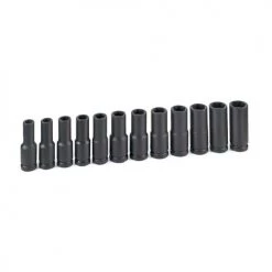 Grey Pneumatic 12 Piece 1/2" Drive 6-Point Deep Length Magnetic Impact Socket Set (Metric) 1512MDG