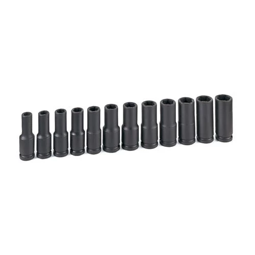 Grey Pneumatic 12 Piece 1/2" Drive 6-Point Deep Length Magnetic Impact Socket Set (Metric) 1512MDG 1 Grey Pneumatic 12 Piece 1/2" Drive 6-Point Deep Length Magnetic Impact Socket Set (Metric) 1512MDG