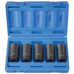 Grey Pneumatic 5 Piece 1/2" Drive Axle Nut Impact Socket Set (Metric) 1705SN