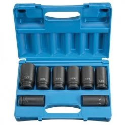 Grey Pneumatic 8 Piece 3/4" Drive 6-Point Deep Length Impact Socket Set (SAE) 8034D