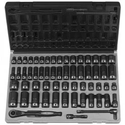 Grey Pneumatic Sockets Sales 7 Grey Pneumatic 59 Piece 3/8" Drive SAE & Metric 6 Point Standard & Deep Duo Socket Set 81659CRD
