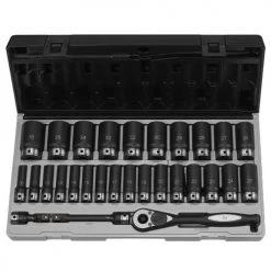 Grey Pneumatic Sockets Sales 9 Grey Pneumatic 29 Piece 1/2" Drive Metric 6 Point Deep Duo-Socket Set 82629MD