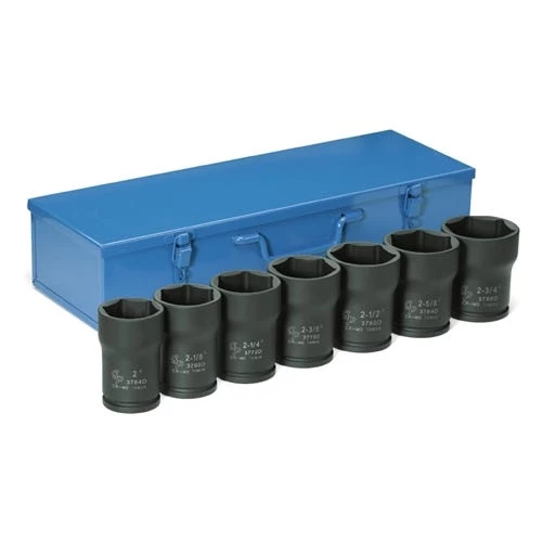 Grey Pneumatic 7 Piece 3/4" Drive 6-Point Deep Length Pinion Nut Impact Socket Set (SAE) 8370 1 Grey Pneumatic 7 Piece 3/4" Drive 6-Point Deep Length Pinion Nut Impact Socket Set (SAE) 8370