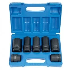 Grey Pneumatic 7 Piece 1" Drive 6-Point Standard & Deep Length Impact Socket Set (SAE & Metric) 9007