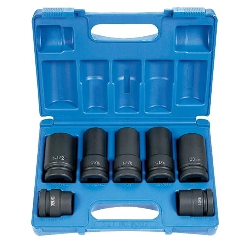 Grey Pneumatic 7 Piece 1" Drive 6-Point Standard & Deep Length Impact Socket Set (SAE & Metric) 9007 1 Grey Pneumatic 7 Piece 1" Drive 6-Point Standard & Deep Length Impact Socket Set (SAE & Metric) 9007