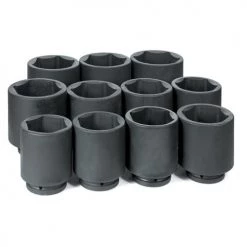 Grey Pneumatic 11 Piece 1" Drive 6-Point Deep Length Impact Socket Set (SAE) 9011D