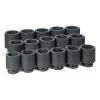 Grey Pneumatic 16 Piece 1 Drive 6-Point Deep Length Impact Socket Set (SAE) 9016D