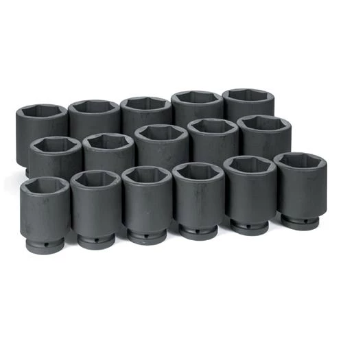 Grey Pneumatic 16 Piece 1 Drive 6-Point Deep Length Impact Socket Set (SAE) 9016D 1 Grey Pneumatic 16 Piece 1 Drive 6-Point Deep Length Impact Socket Set (SAE) 9016D