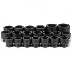 Grey Pneumatic 20 Piece 1 Drive 6-Point Standard Length Impact Socket Set (Metric) 9020M