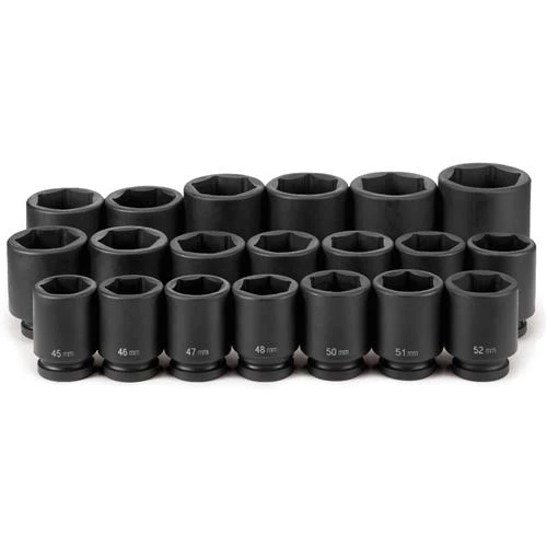 Grey Pneumatic 20 Piece 1" Drive 6-Point Deep Length Impact Socket Set (Metric) 9020MD 1 Grey Pneumatic 20 Piece 1" Drive 6-Point Deep Length Impact Socket Set (Metric) 9020MD