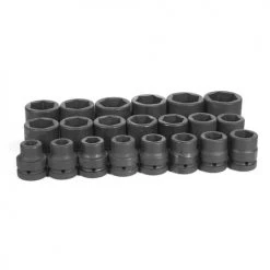 Grey Pneumatic 21 Piece 1 Drive 6-Point Standard Length Impact Socket Set (SAE) 9021