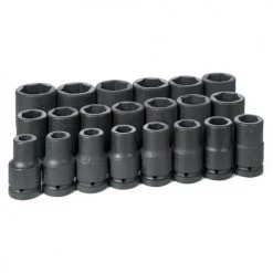 Grey Pneumatic 21 Piece 1 Drive 6-Point Deep Length Impact Socket Set (SAE) 9021D