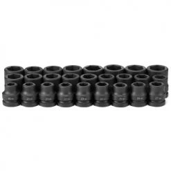 Grey Pneumatic 26 Piece 1" Drive 6-Point Standard Length Impact Socket Set (Metric) 9026M