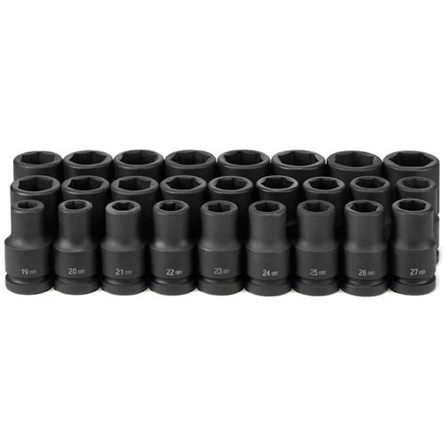 Grey Pneumatic 26 Piece 1 Drive 6-Point Deep Length Impact Socket Set (Metric) 9026MD 1 Grey Pneumatic 26 Piece 1 Drive 6-Point Deep Length Impact Socket Set (Metric) 9026MD